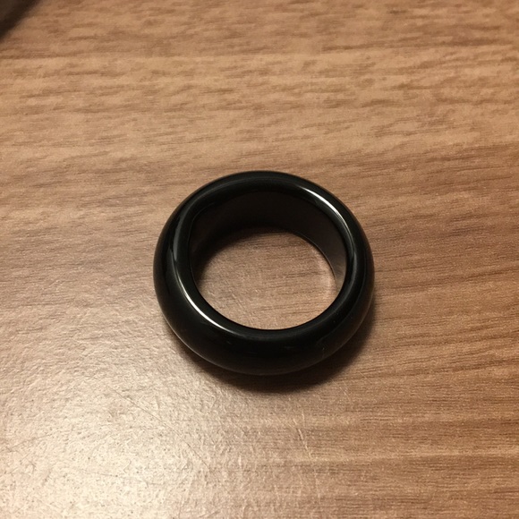 🎲TRADED🎲BLACK AGATE ring, unisex band - Picture 5 of 17